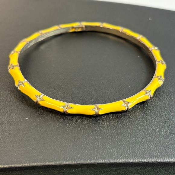 KJL Kenneth Jay Lane Bangle Vintage Yellow Elegant Bamboo Design - Picture 8 of 9